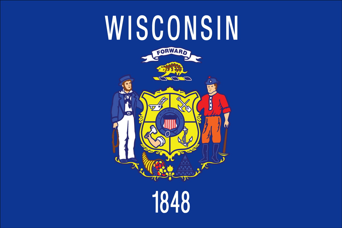 12x18" Nylon flag of State of Wisconsin
